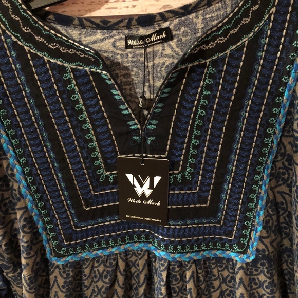 White Mark Phebe Embroidered Sweater Dress- Blue - Picture 2 of 5